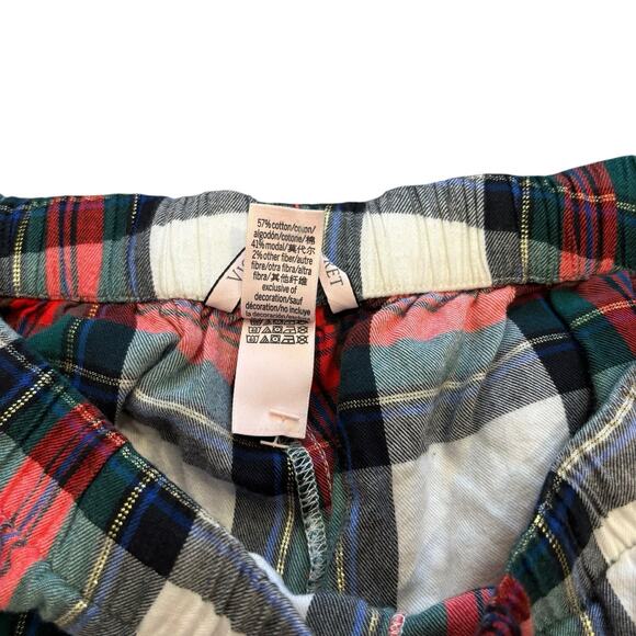 Victoria's Secret Signature Holiday Tartan Plaid Pajamas Gold Thread Pockets XS - Picture 3 of 6